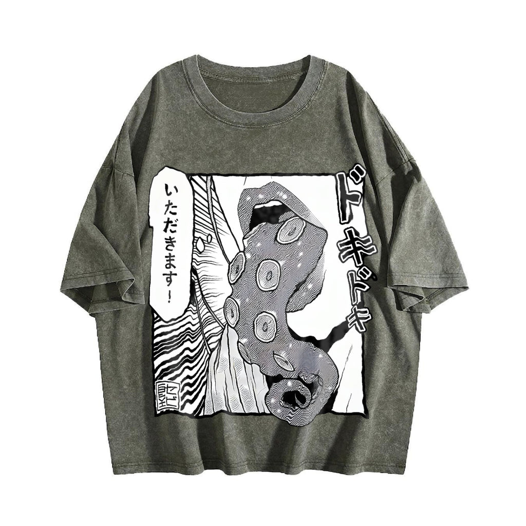Japanese Anime Tentacle Vintage Washed T-Shirt product image 4