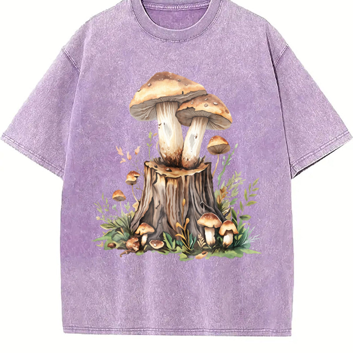 Mushroom On The Tree Stump Vintage Washed T-Shirt product image 6