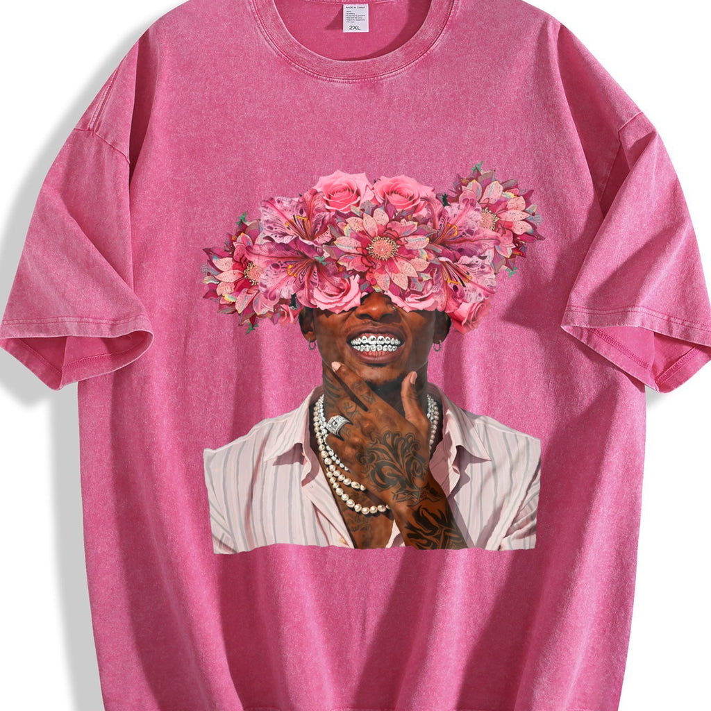 Floral Head Portrait Vintage Washed T-Shirt product image 7