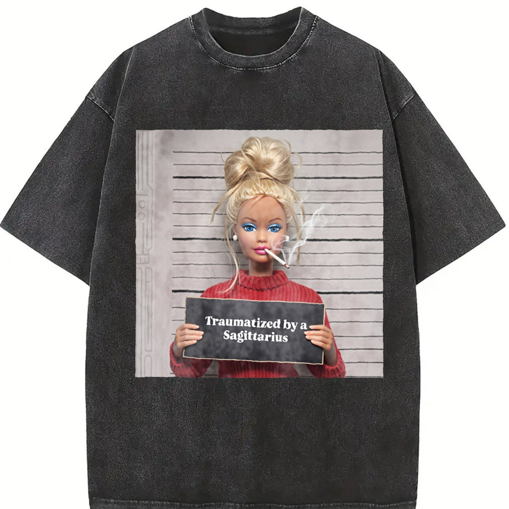 Traumatized by a Sagittarius Doll Meme Vintage Washed product image 2