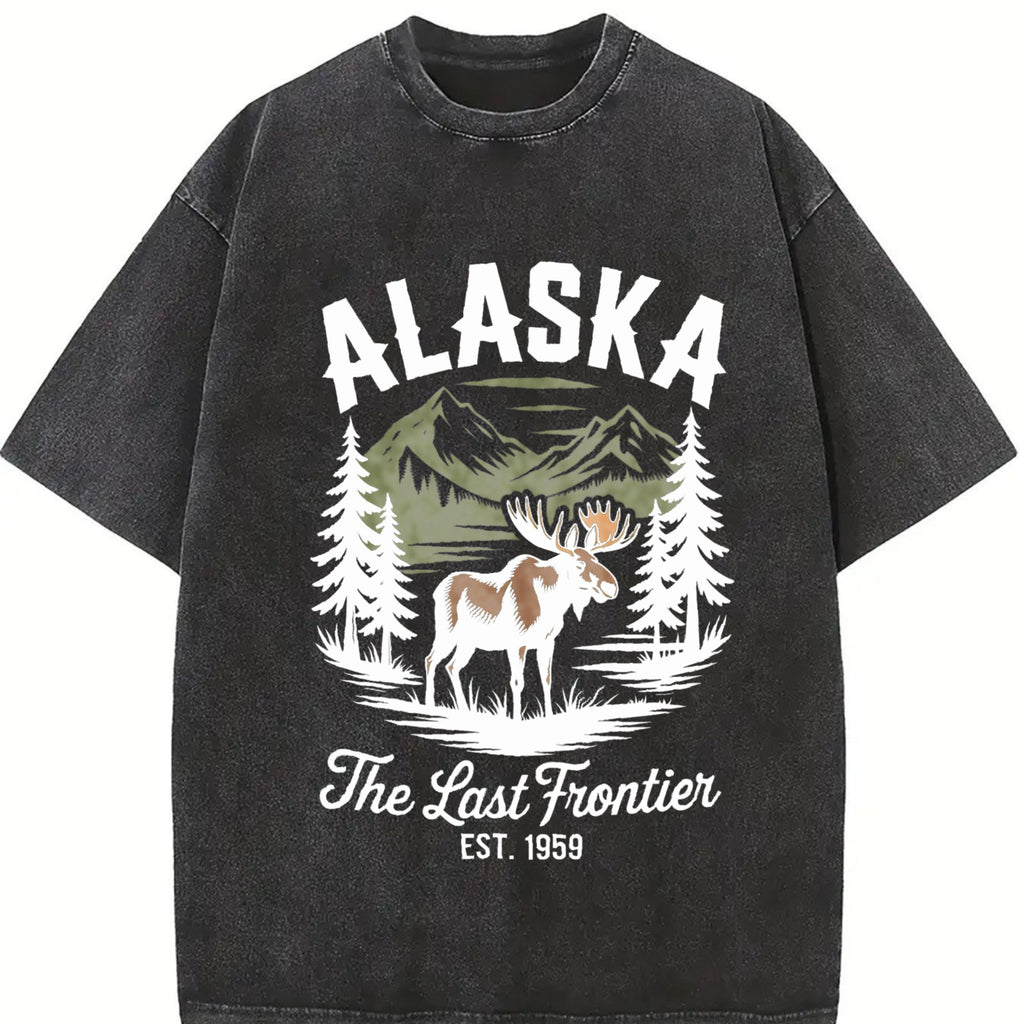Alaska The Last Frontier Moose 90s Vintage Washed T-Shirt product image 2