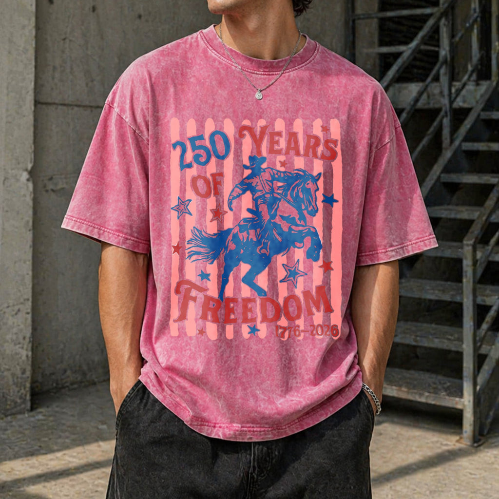 250 Years Of Freedom Bucking Horse Vintage Washed T-Shirt product image 7