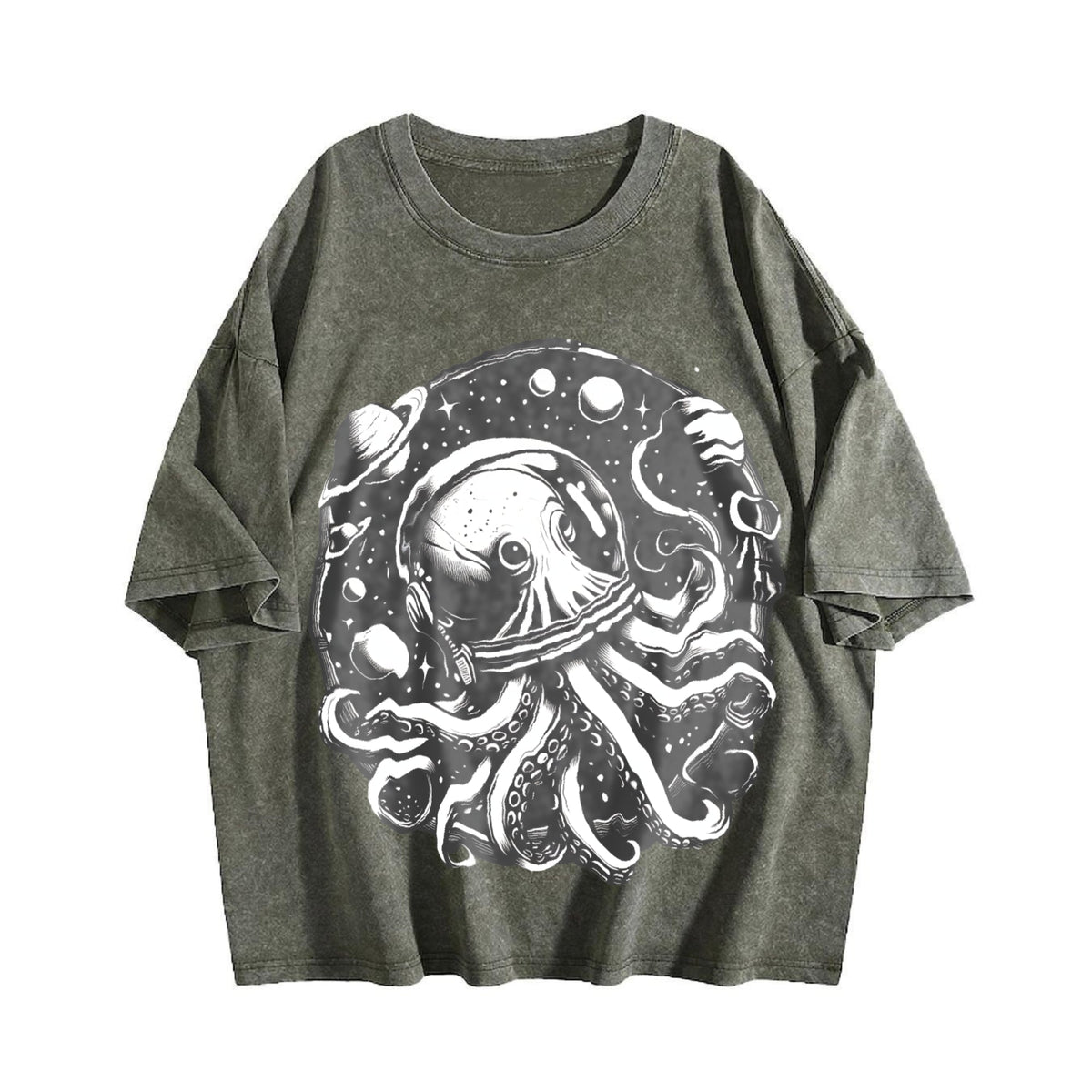 Octopus In Space Funny 90s Vintage Washed T-Shirt product image 4