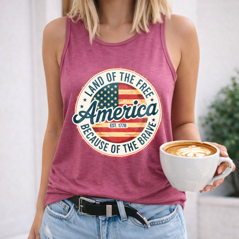 America Land Of The Free Because Of The Brave Women's Tank Top