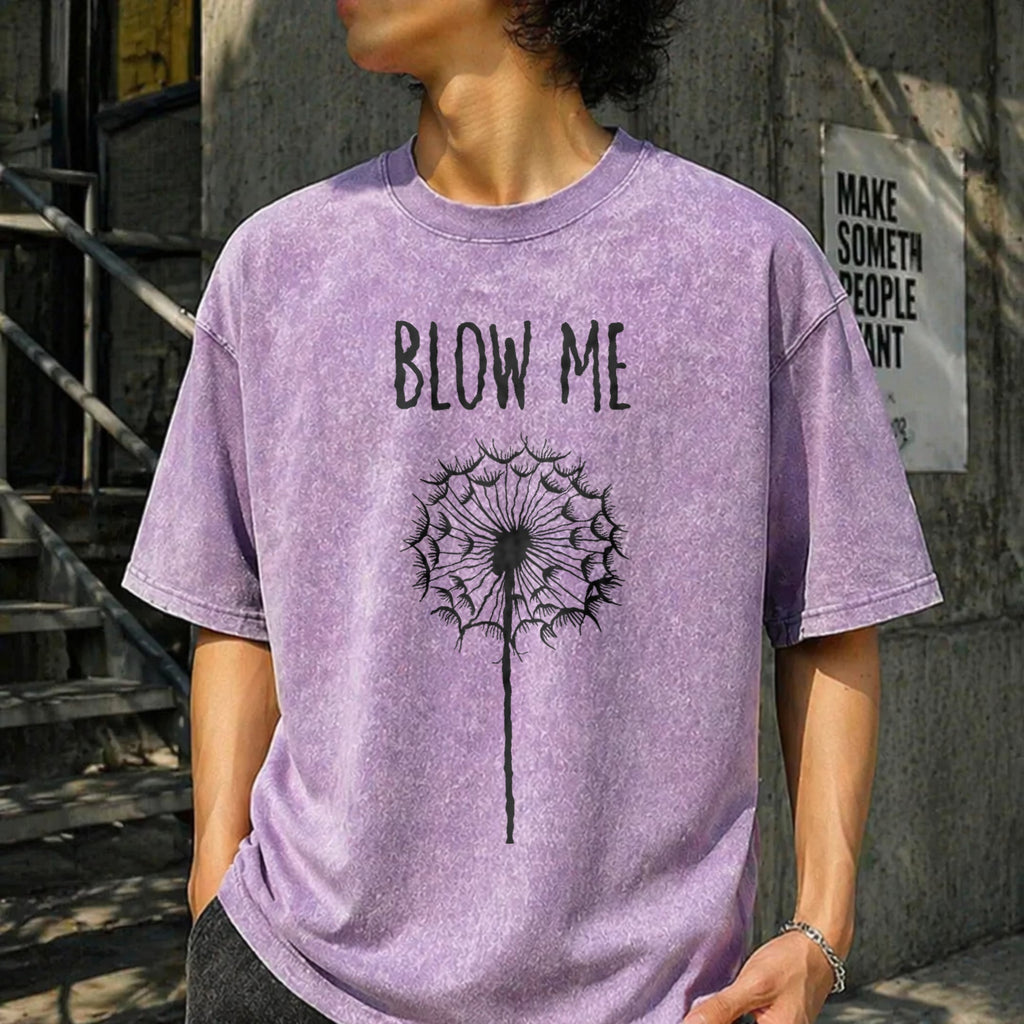 Funny Blow Me Dandelion Flower Puff Quote Vintage Washed product image 13