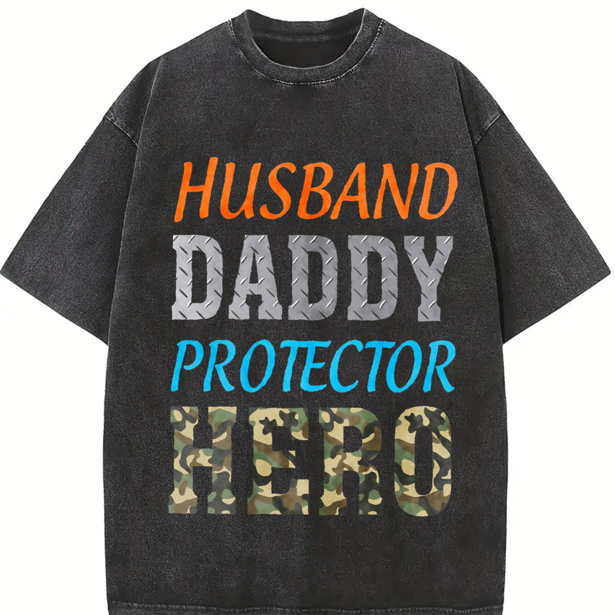 Husband Daddy Protector Hero Vintage Washed T-Shirt product image 2