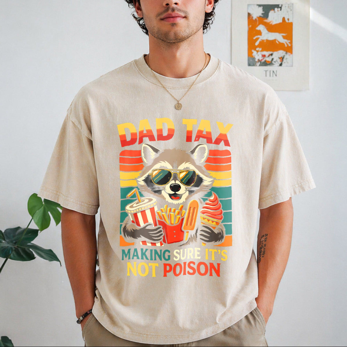 Dad Tax Raccoon Vintage Washed T-Shirt product image 1