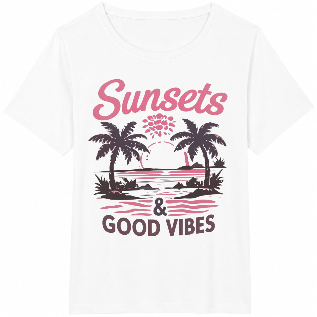Palm Tree And Sunset Cotton T-Shirt product image 2