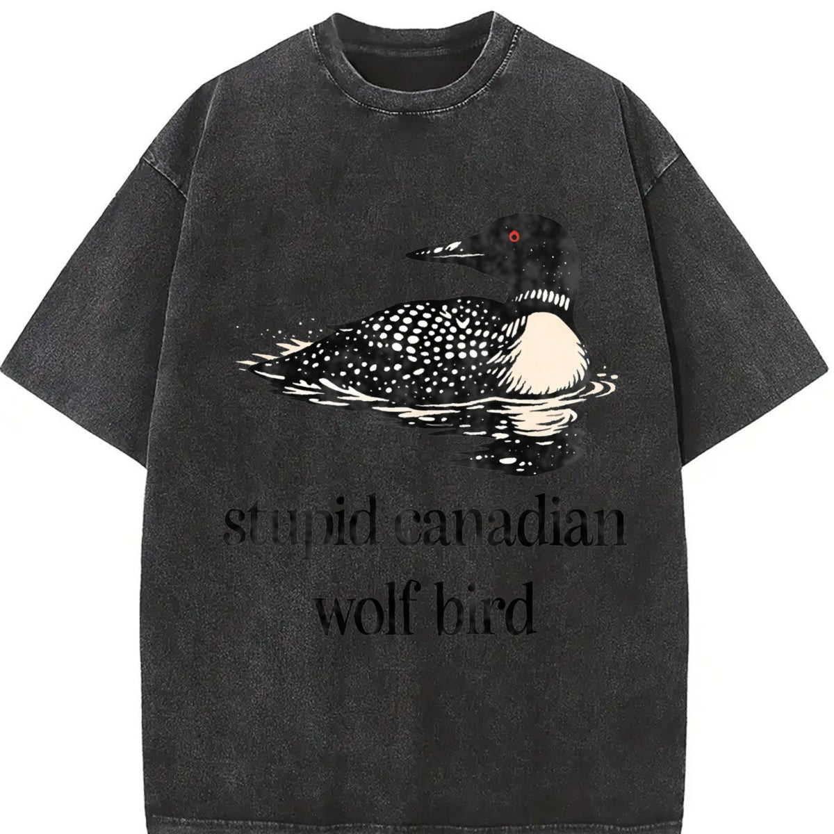 Stupid Canadian Wolf Bird Vintage Washed T-Shirt product image 2