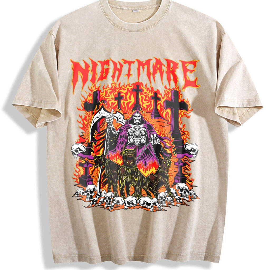 Nightmare Grim Reaper Hellhound Vintage Washed T-Shirt product image 1