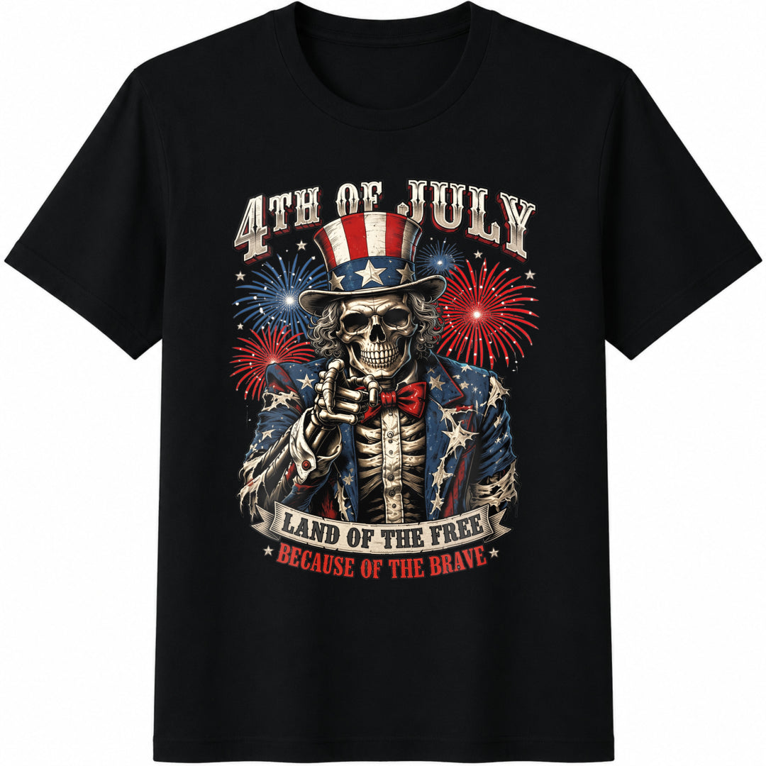 4th Of July Skeleton Cotton T-Shirt product image 1