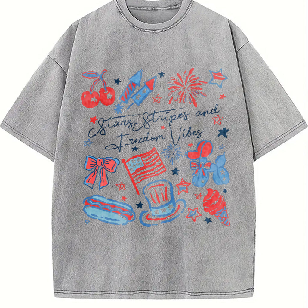 Girly American Vibes With Stars Vintage Washed T-Shirt product image 5