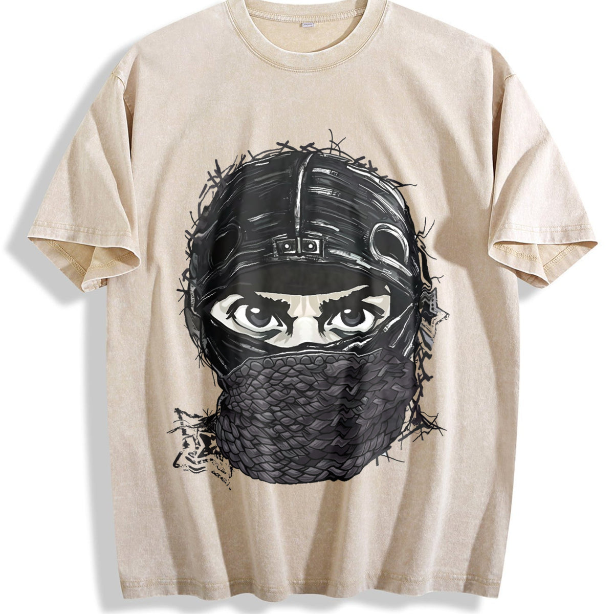 Masked Character N Letter Vintage Washed T-Shirt product image 1