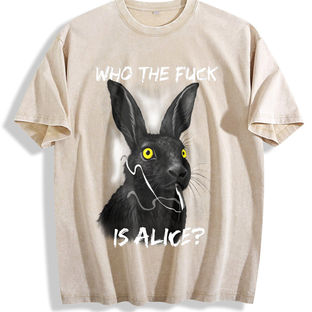 Funny Rabbit - Who The F Ck Is Alice Meme Vintage Washed product image 1