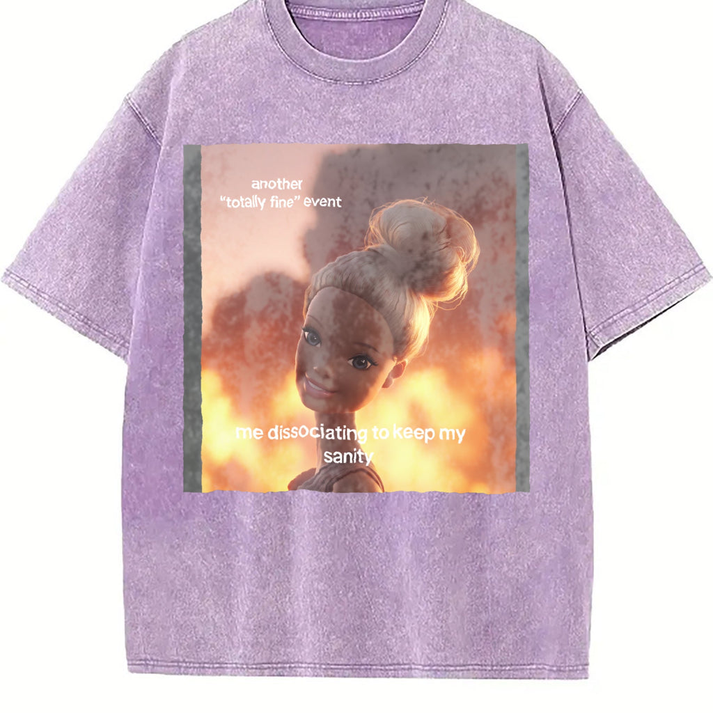 Dissociating to Keep My Sanity Doll Meme Vintage Washed product image 6