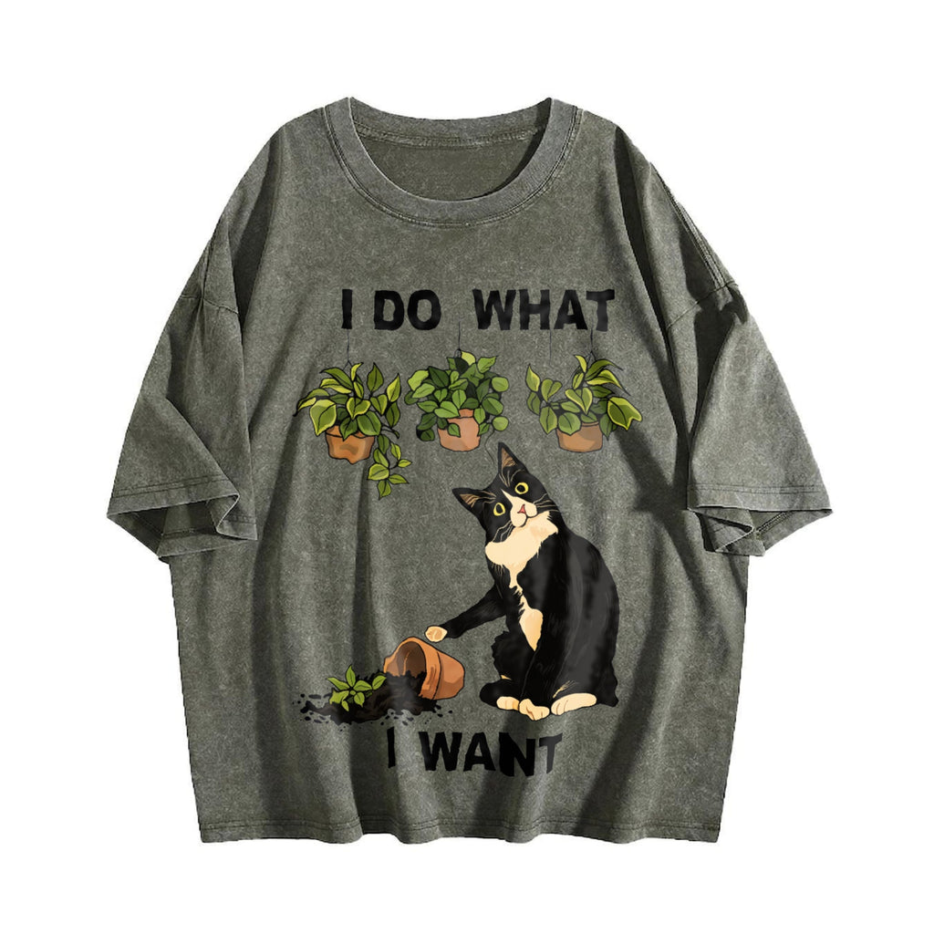 I Do What I Want Cat Vintage Washed T-Shirt product image 4