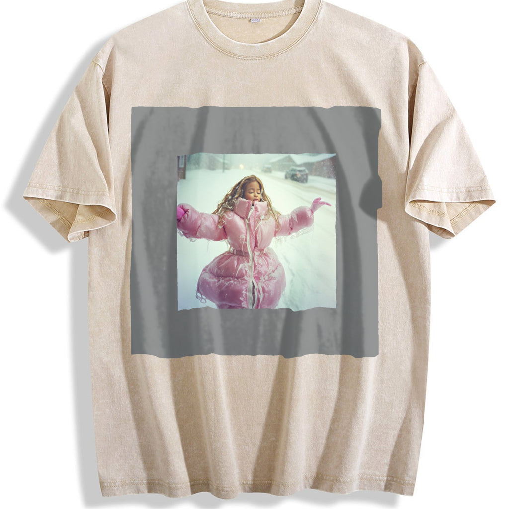 Doll in a Pink Winter Coat Vintage Washed T-Shirt product image 1