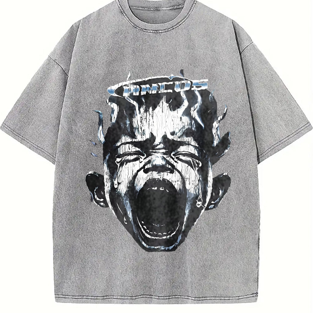 Screaming Face Flame Vintage Washed T-Shirt product image 5
