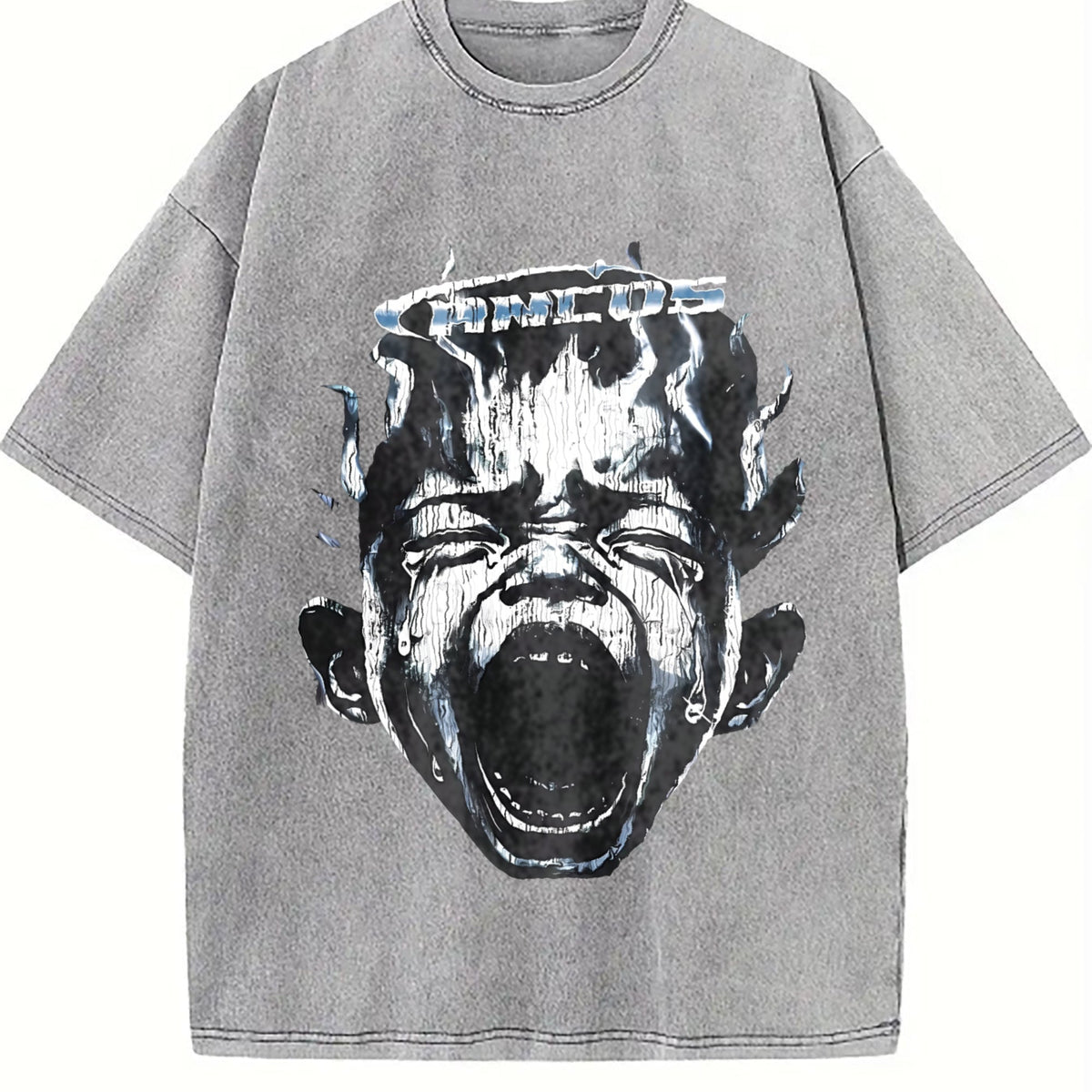 Screaming Face Flame Vintage Washed T-Shirt product image 5