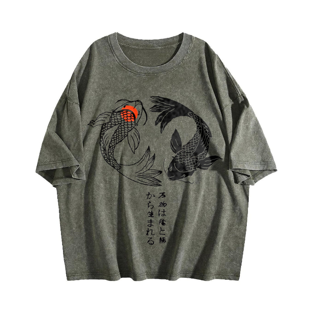 Japanese Koi Fish Yin Yang Vintage Washed T-Shirt product image 4