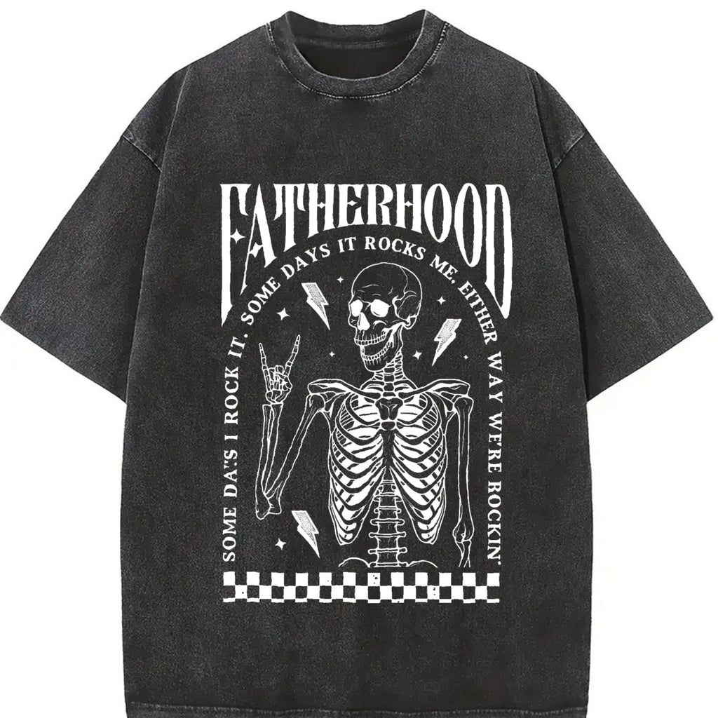 Fatherhood Dad Funny Skeleton First Time Vintage Washed product image 2