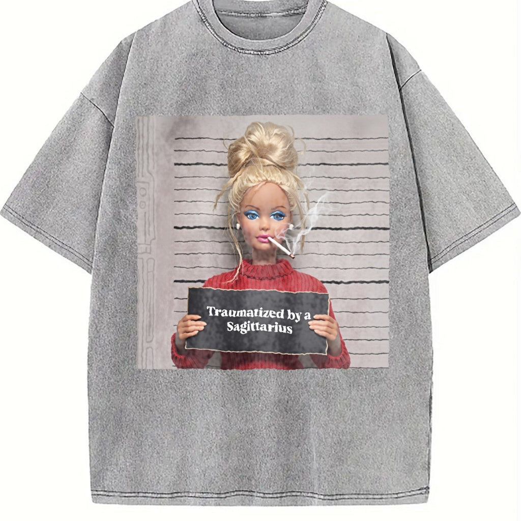 Traumatized by a Sagittarius Doll Meme Vintage Washed product image 5