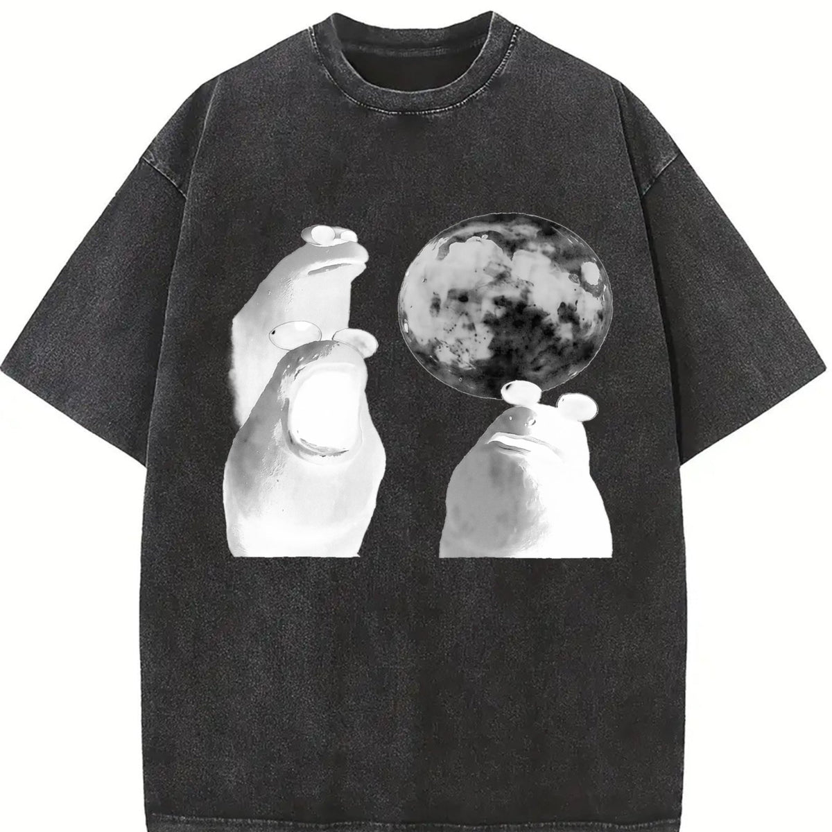 Viral Moon Frog Meme Vintage Washed T-Shirt product image 2