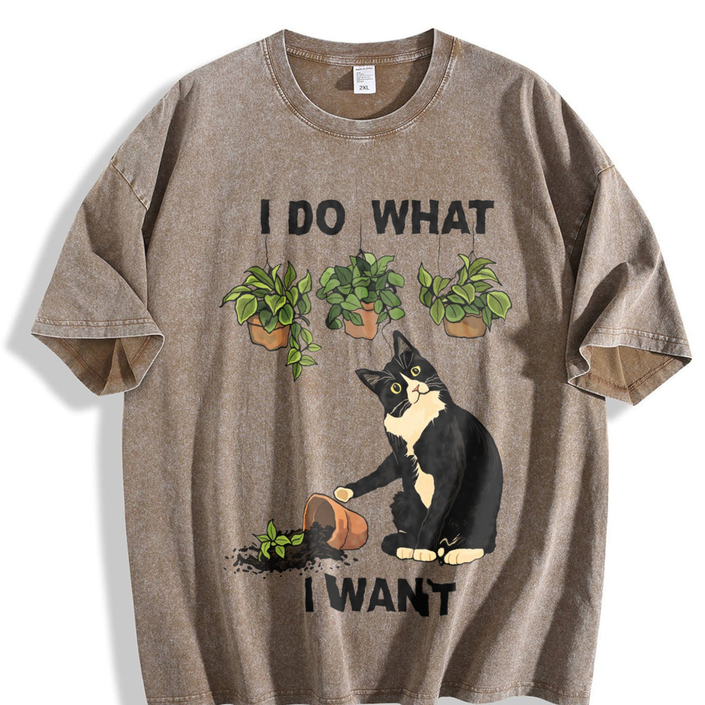 I Do What I Want Cat Vintage Washed T-Shirt product image 3