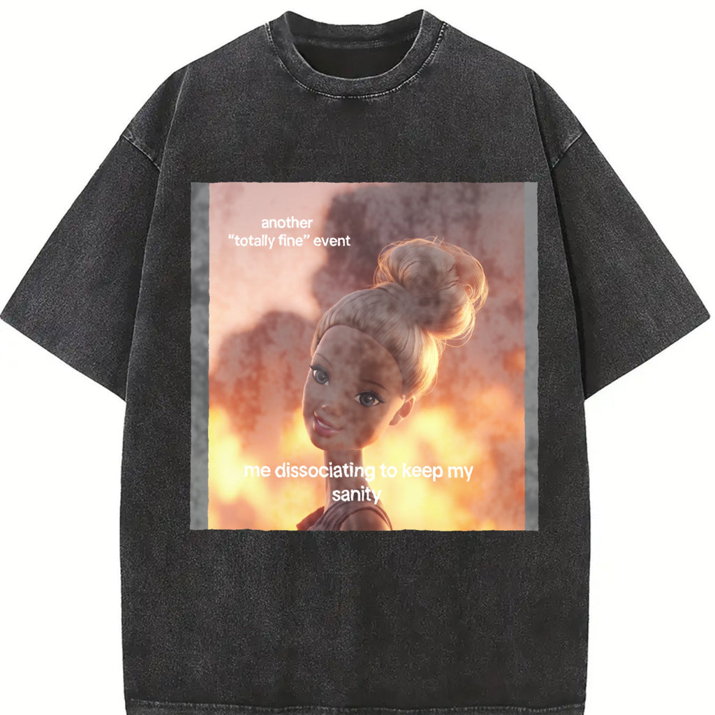 Dissociating to Keep My Sanity Doll Meme Vintage Washed product image 2