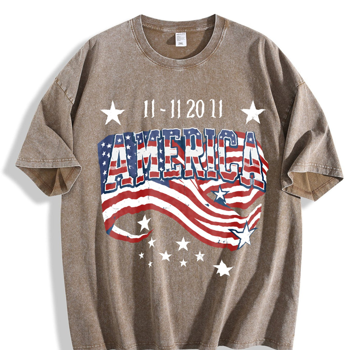 Patriotic 11-11 America Flag 100 Boxy Y2K Aesthetic Vintage product image 3