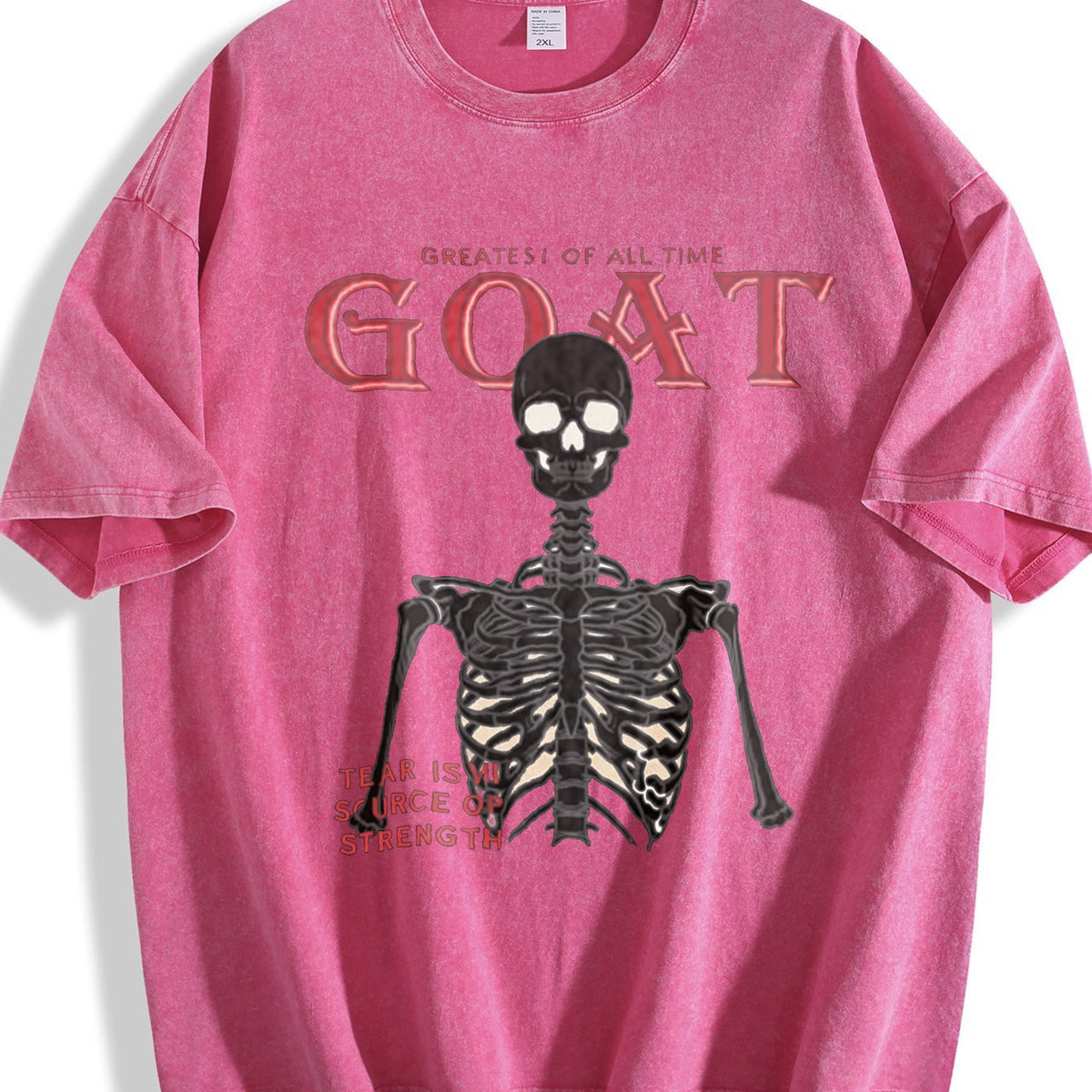 Goat Skeleton Fire White Vintage Washed T-Shirt product image 7