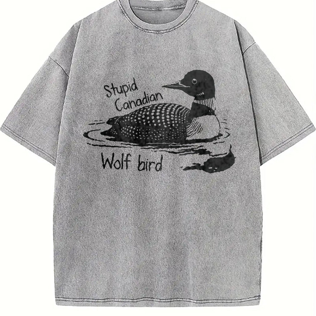 Stupid Canadian Wolf Bird Vintage Washed T-Shirt product image 5