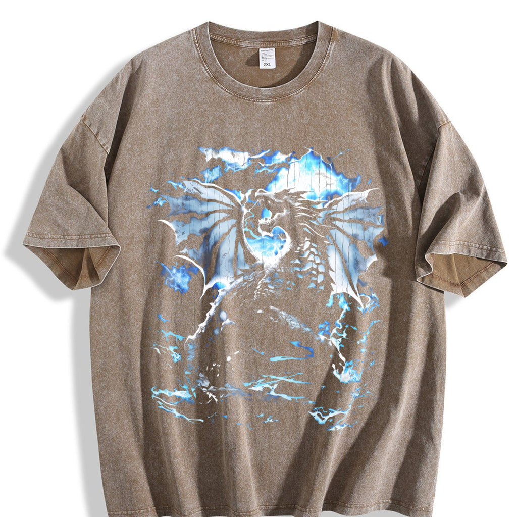 Y2K Dragon Lightning Fantasy Vintage Washed T-Shirt product image 3
