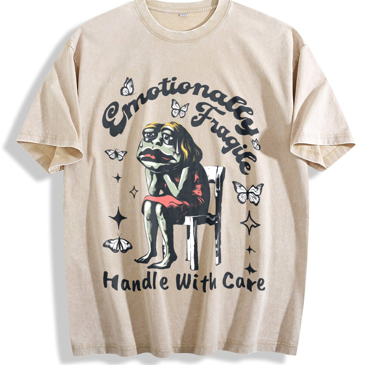 Frog Woman With Tears Emotionally Vintage Washed T-Shirt product image 1