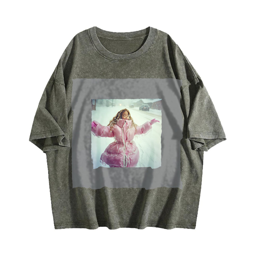 Doll in a Pink Winter Coat Vintage Washed T-Shirt product image 4