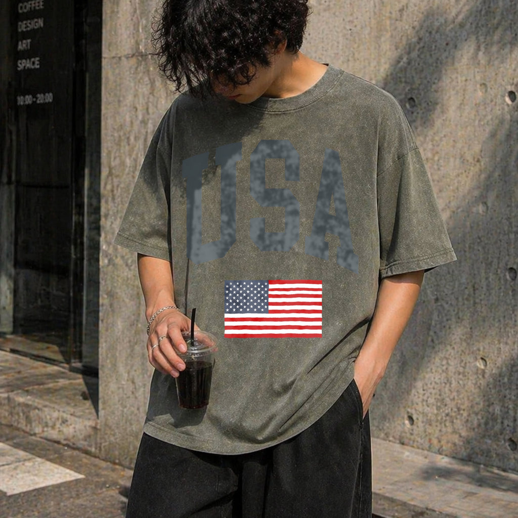 USA Flag - With Faded Aesthetic Vintage Washed T-Shirt product image 11