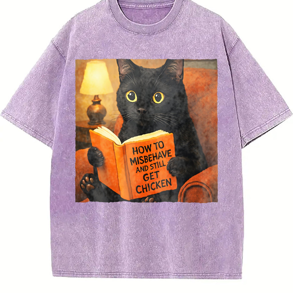 Funny Cat Vintage Washed T-Shirt product image 6