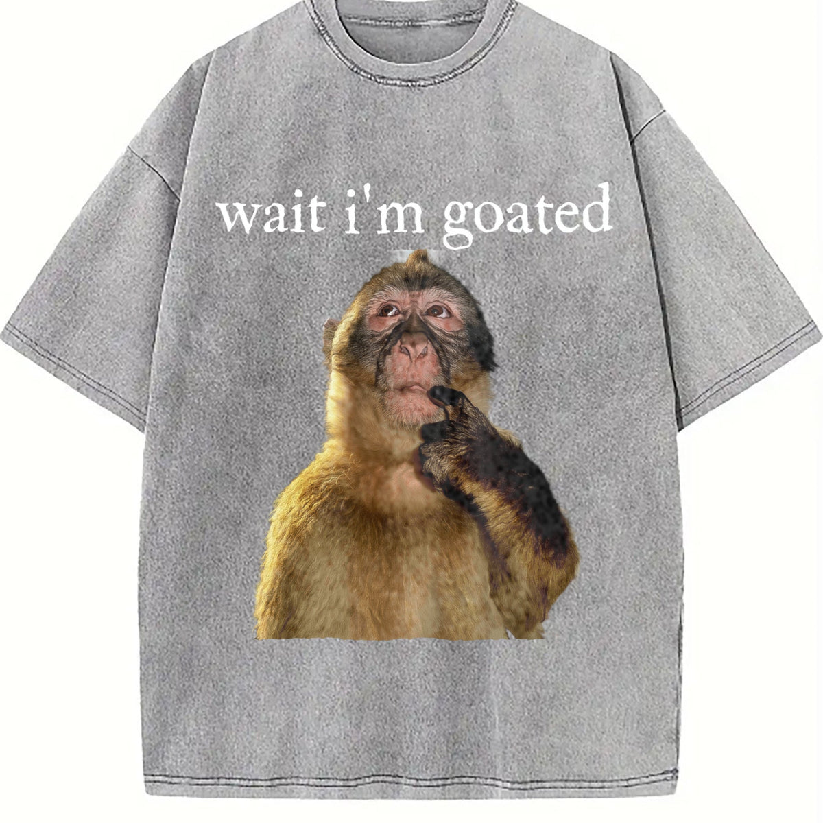 Wait I'm Goated Funny Thinking Monkey Meme Brainrot Vintage product image 5