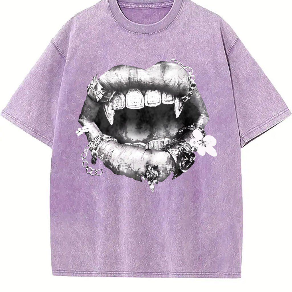 Grillz Lips Chain Vintage Washed T-Shirt product image 6