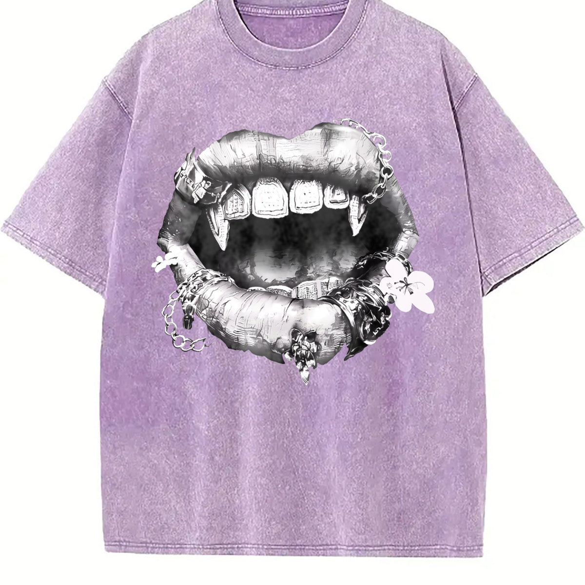 Grillz Lips Chain Vintage Washed T-Shirt product image 6