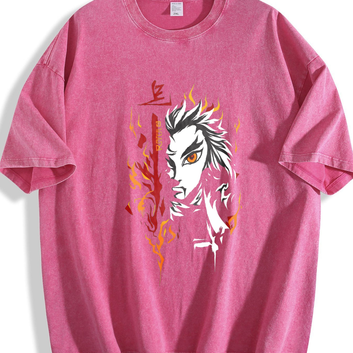 Demon Slayer Kyojuro Rengoku Anime Vintage Washed T-Shirt product image 7