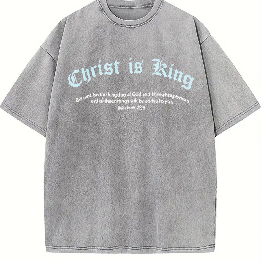 Christ Is King Letter Vintage Washed T-Shirt product image 5