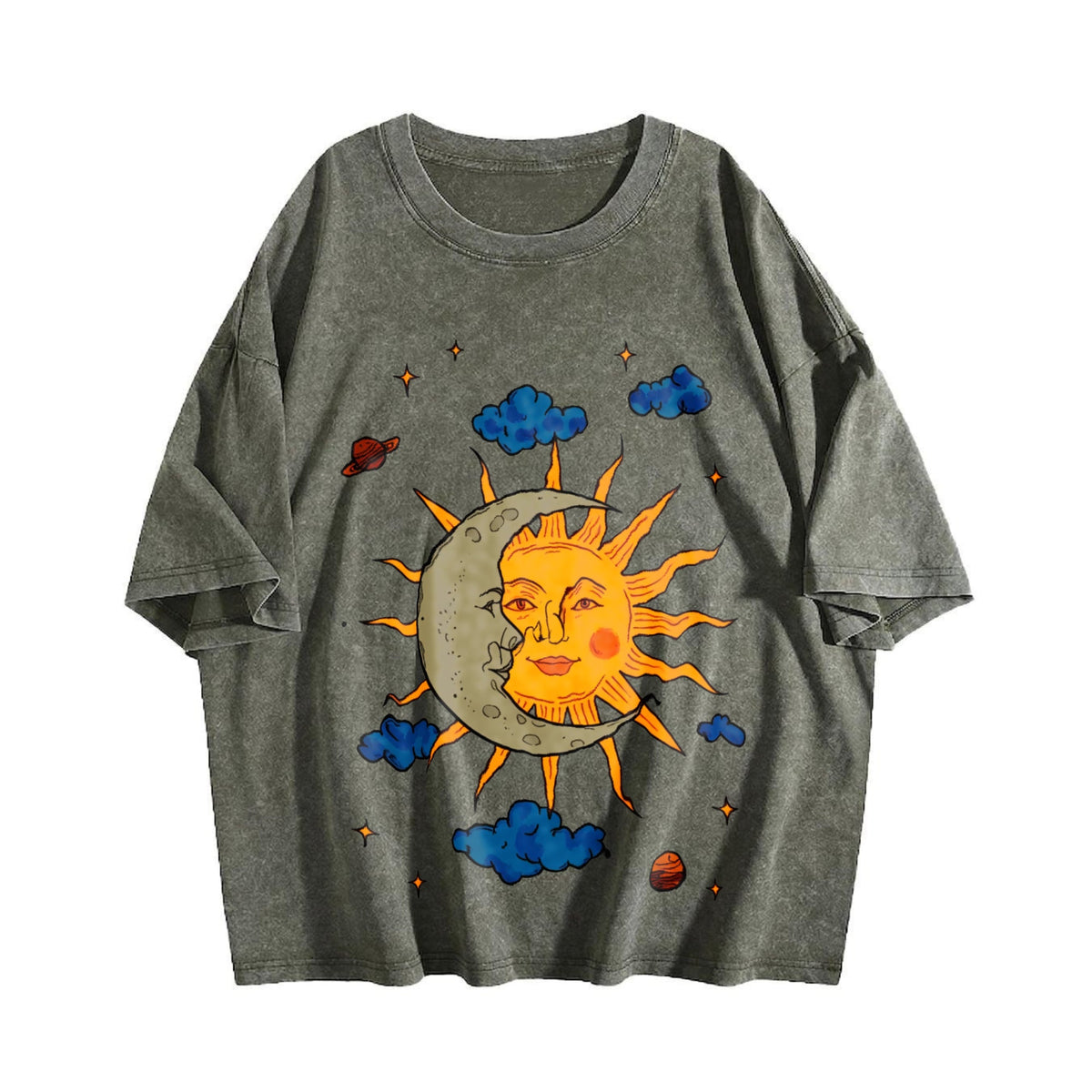 Sun Moon Celestial Vintage Washed T-Shirt product image 4