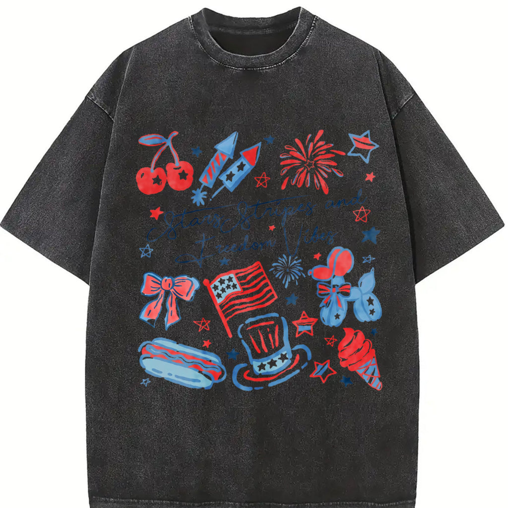 Girly American Vibes With Stars Vintage Washed T-Shirt product image 2