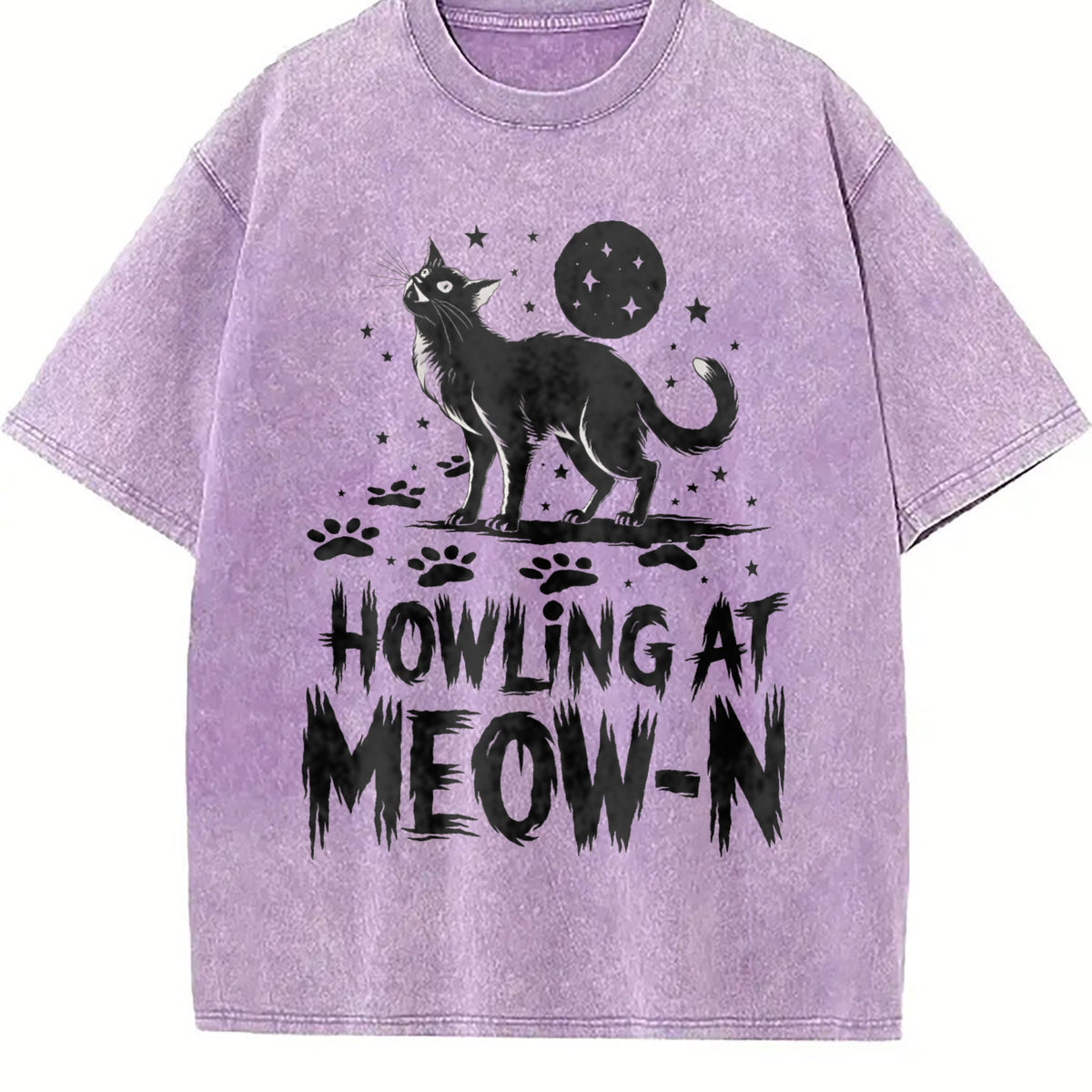 Funny Cat Howling At Meow-n Vintage Washed T-Shirt product image 6