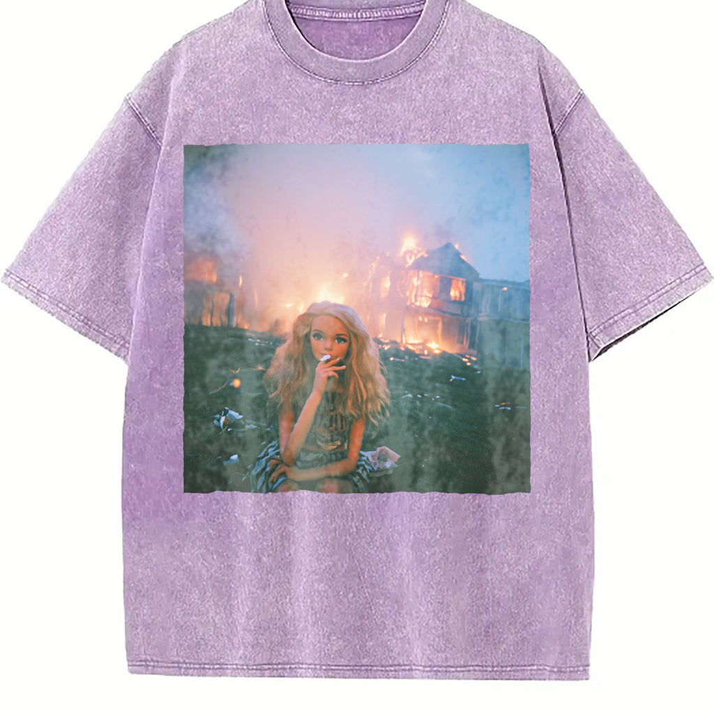 Doll and a Burning City Vintage Washed T-Shirt product image 6
