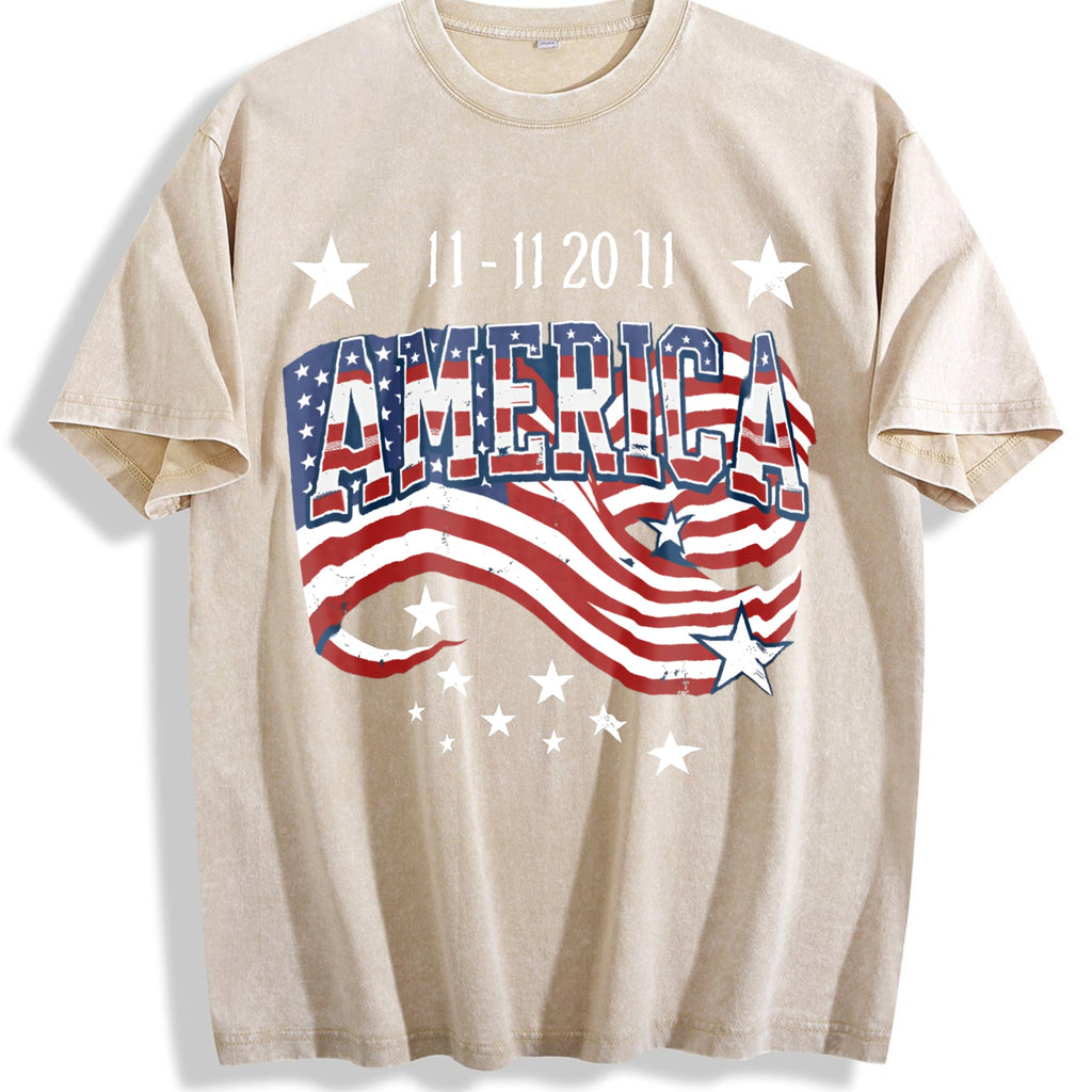 Patriotic 11-11 America Flag 100 Boxy Y2K Aesthetic Vintage product image 1