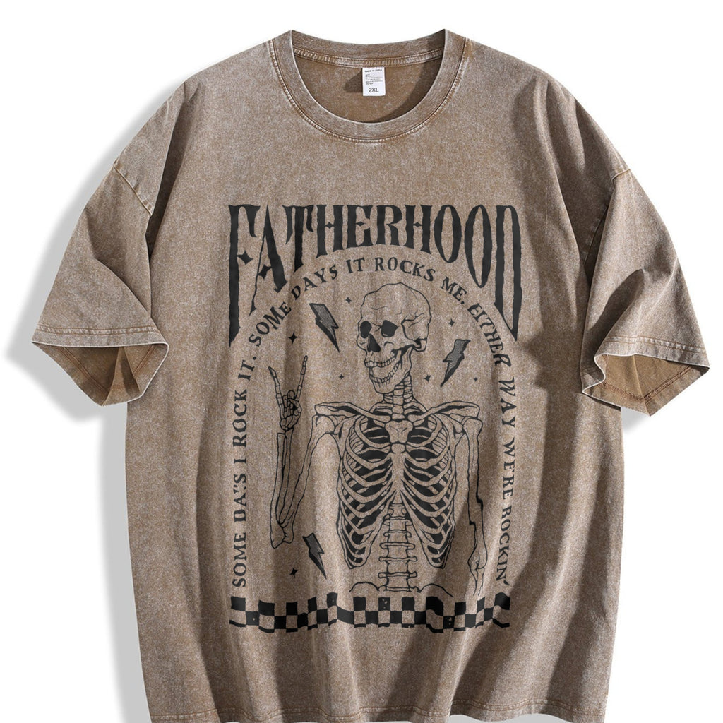 Fatherhood Dad Funny Skeleton First Time Vintage Washed product image 3