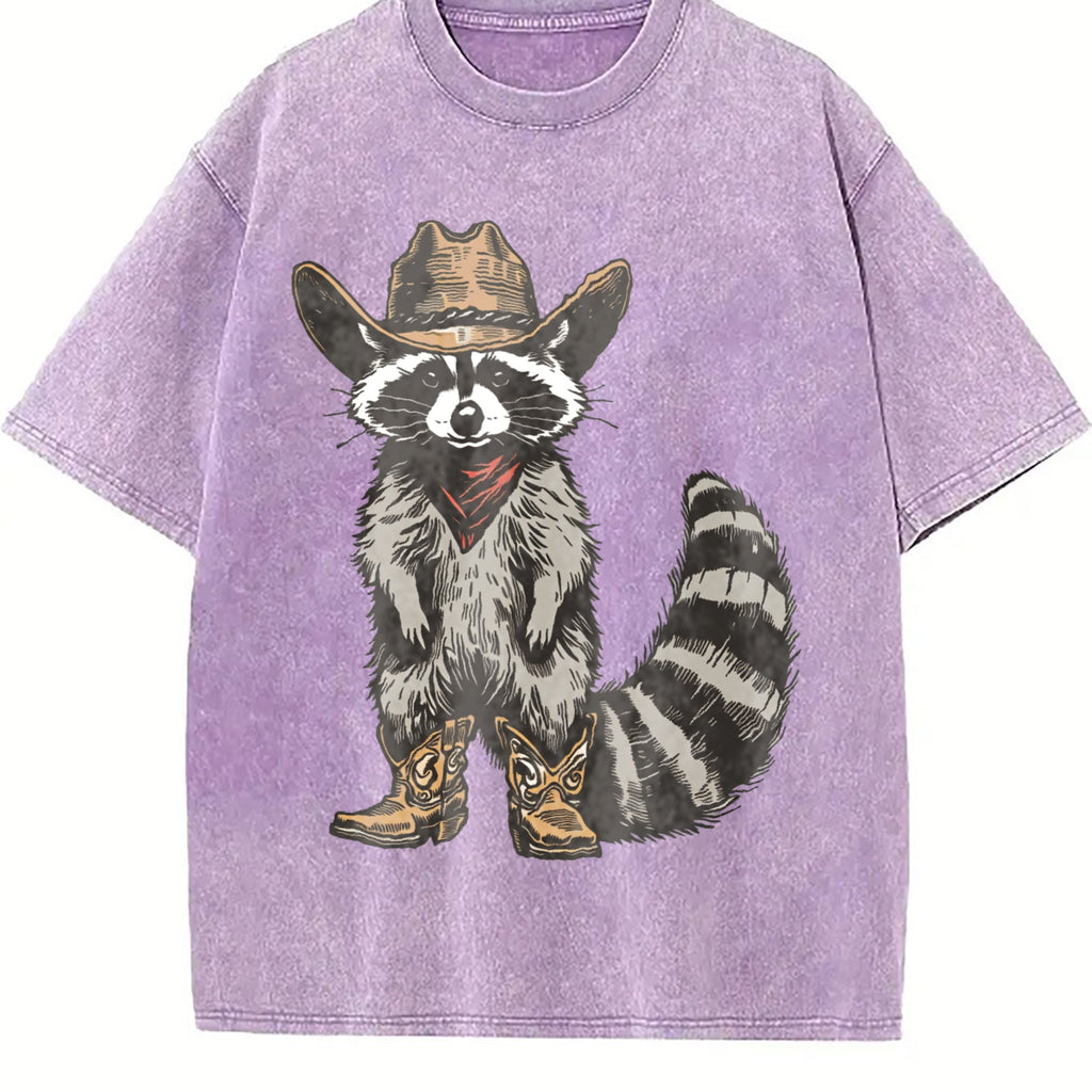Raccoon Cowboy Vintage Washed T-Shirt product image 6