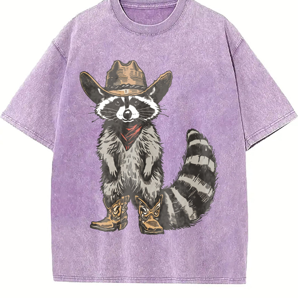 Raccoon Cowboy Vintage Washed T-Shirt product image 6